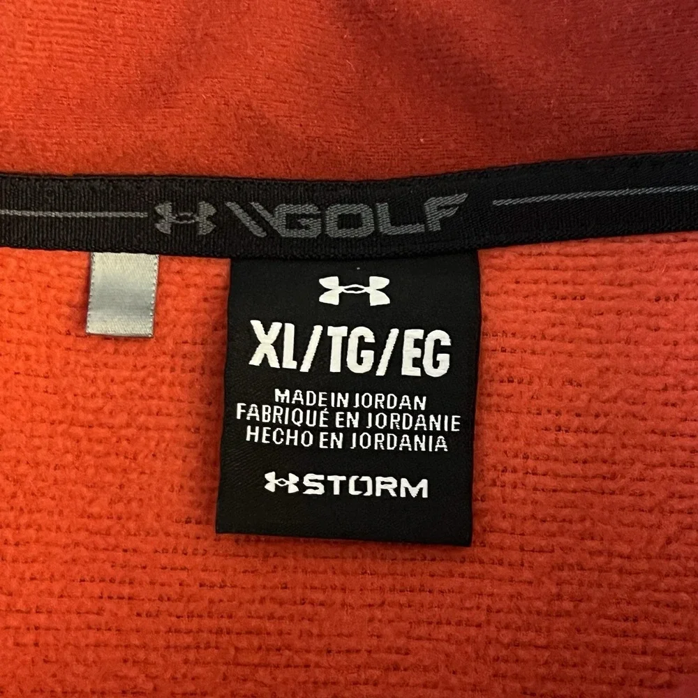 Under Armour Pullover Men Red 1/4 Zip Fleece Golf Sweater Jacket Size XL